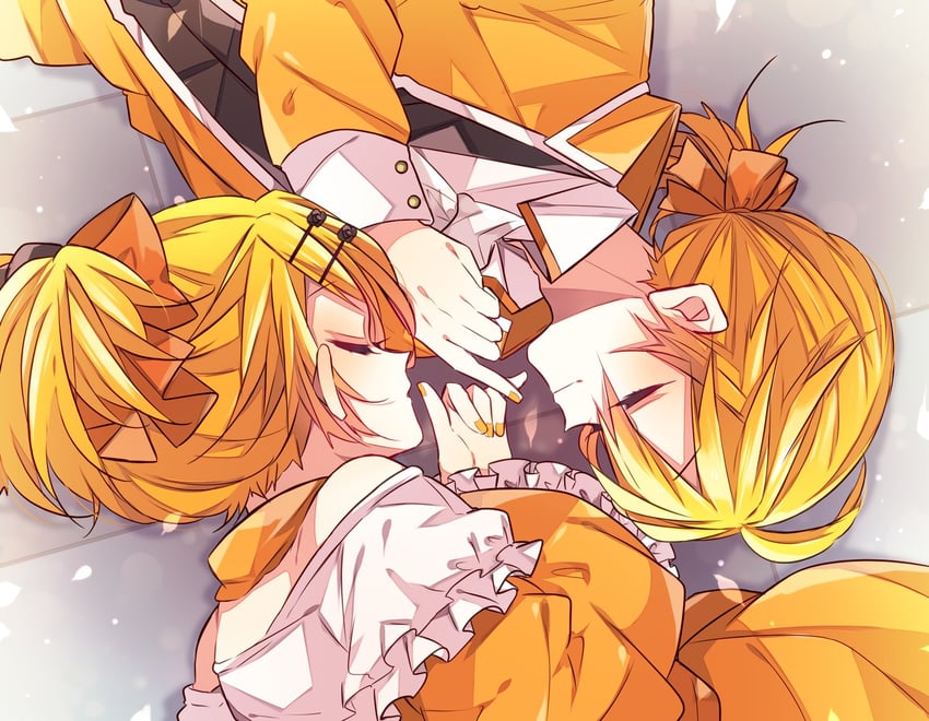 kagamine rin, kagamine len, riliane lucifen d'autriche, and allen avadonia (vocaloid and 3 more) drawn by kaho_0102