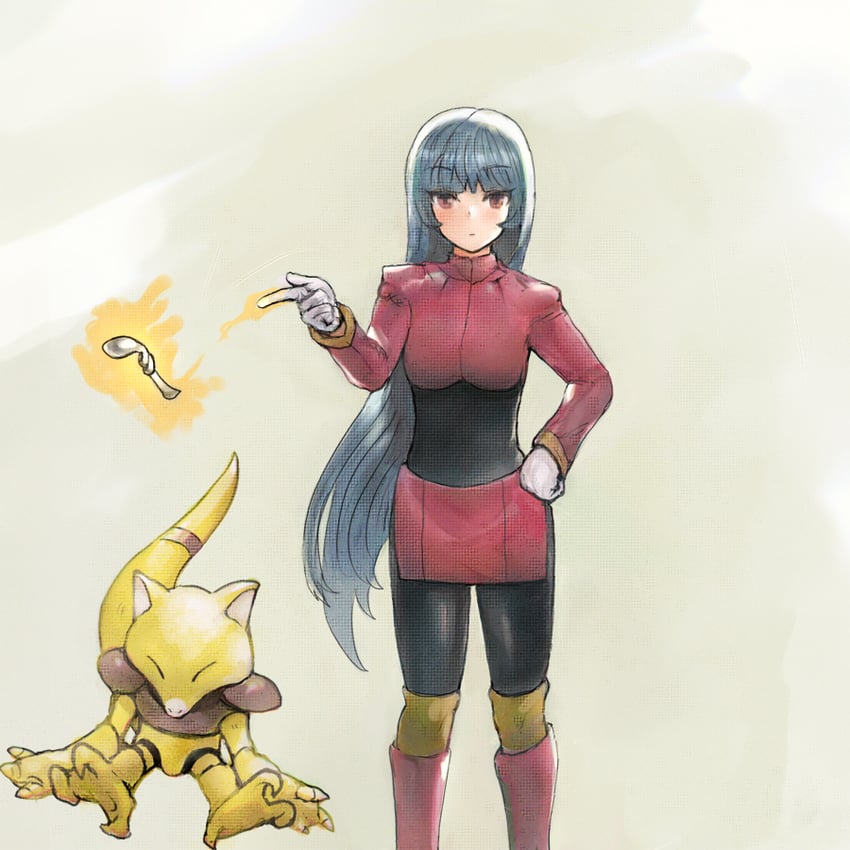 sabrina and abra (pokemon and 1 more) drawn by byte_(grunty-hag1)