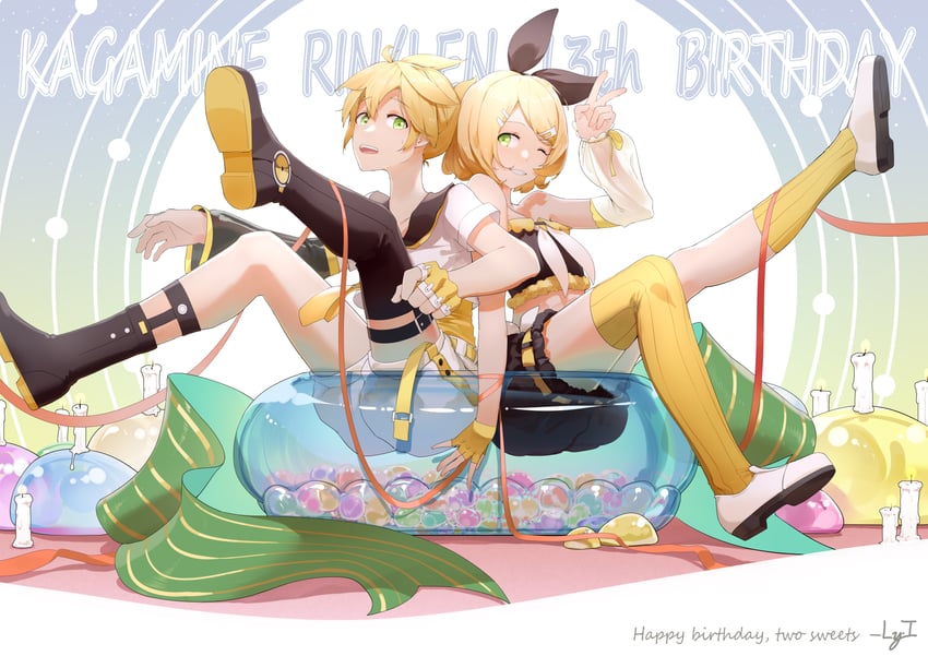 kagamine rin and kagamine len (vocaloid) drawn by ly.t