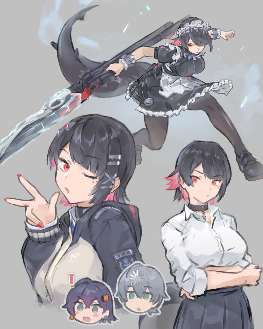 ellen joe, belle, and wise (zenless zone zero) drawn by chikoku_no_oni