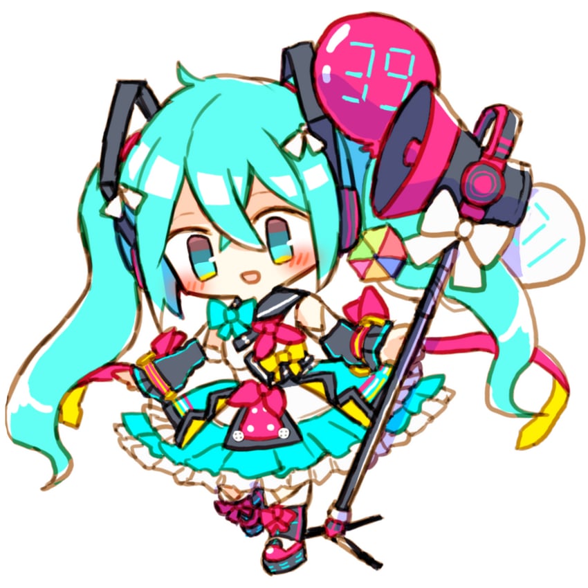 hatsune miku and magical mirai miku (vocaloid and 1 more) drawn by yunen_shiro