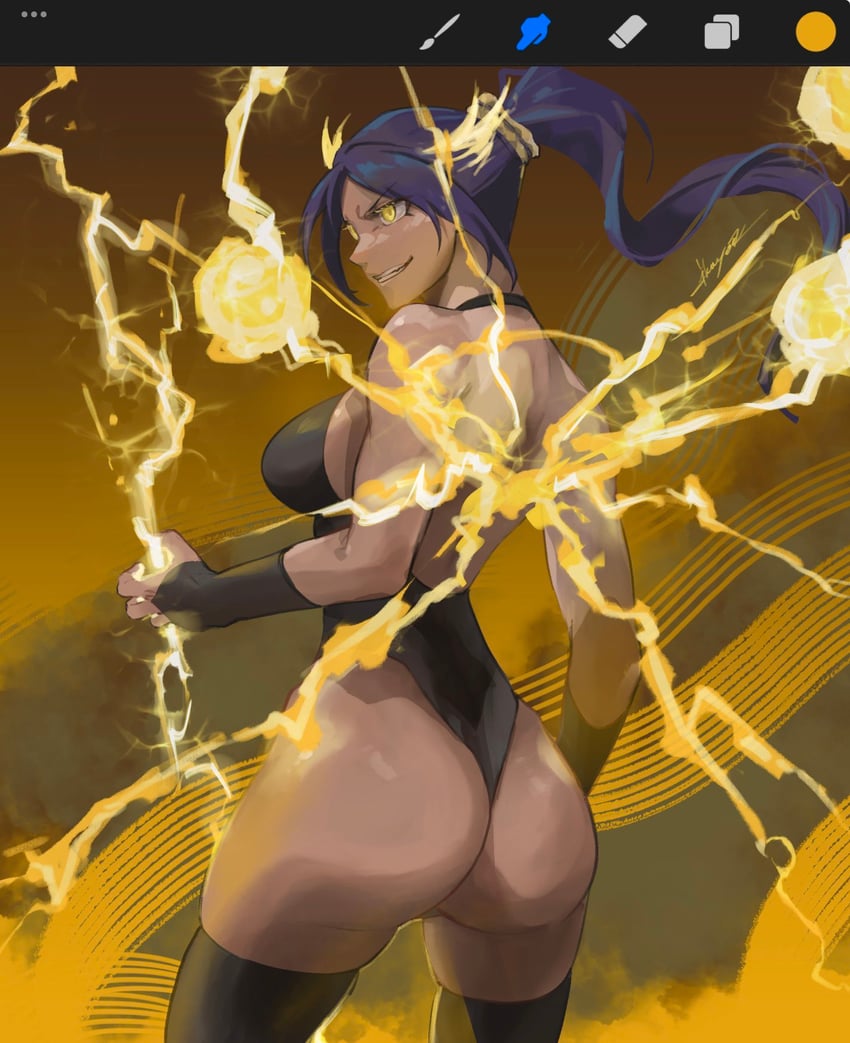 shihouin yoruichi (bleach and 1 more) drawn by ikuyoan
