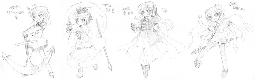 hijiri byakuren, houjuu nue, toramaru shou, and murasa minamitsu (touhou) drawn by naik