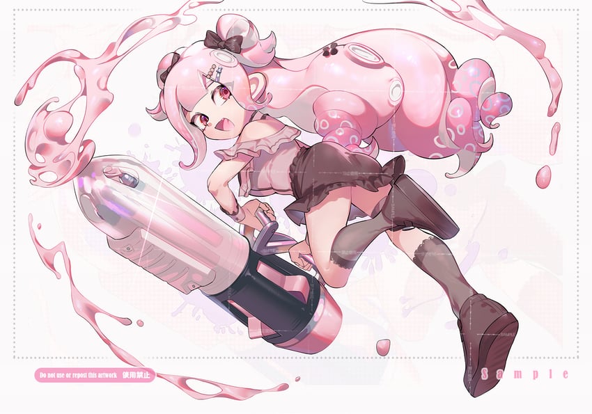 octoling player character and octoling girl (splatoon) drawn by jinkoika