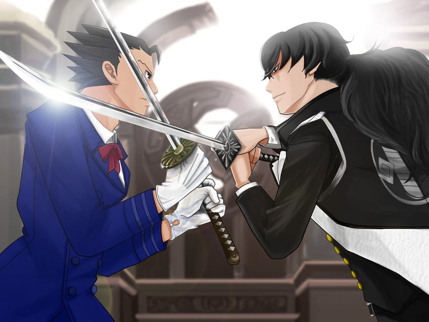 phoenix wright and simon blackquill (ace attorney and 1 more) drawn by kaeru30th