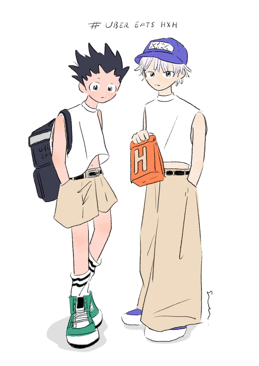 killua zoldyck and gon freecss (hunter x hunter) drawn by su_meshi8