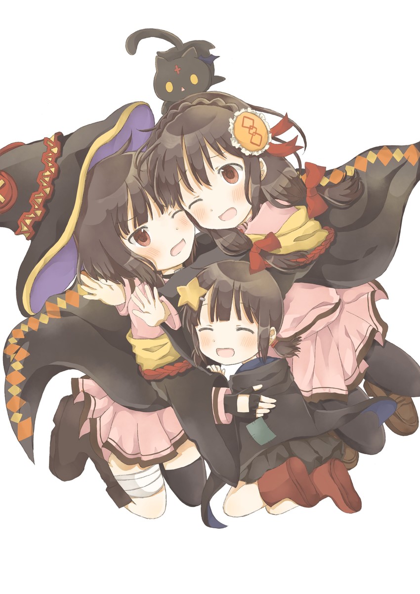 megumin, yunyun, chomusuke, and komekko (kono subarashii sekai ni shukufuku wo!) drawn by yuno_(suke_yuno)