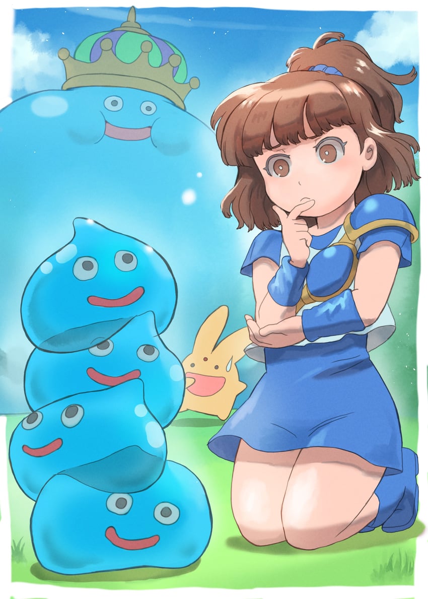 slime, arle nadja, carbuncle, and king slime (dragon quest and 1 more) drawn by k_katora