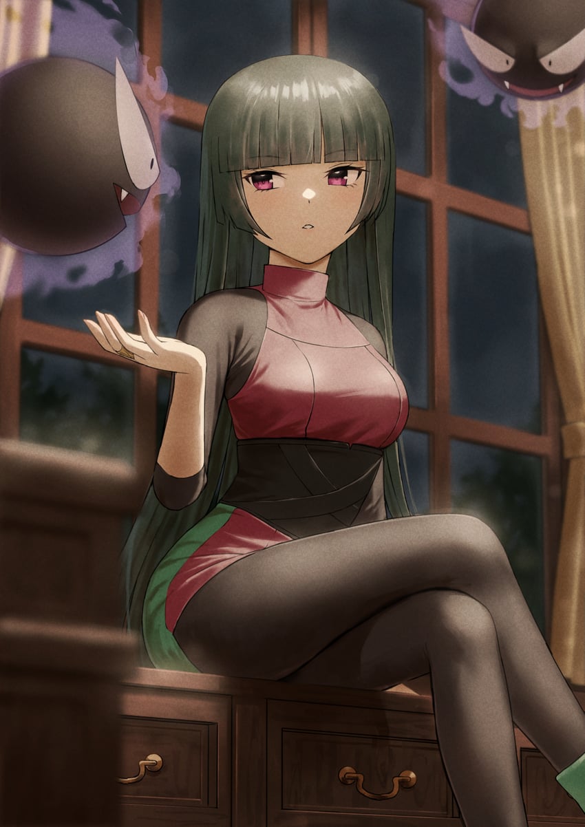 sabrina and gastly (pokemon and 1 more) drawn by fagi_(kakikaki)