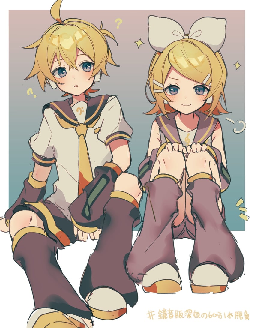 kagamine rin and kagamine len (vocaloid) drawn by sazanami_(ripple1996)