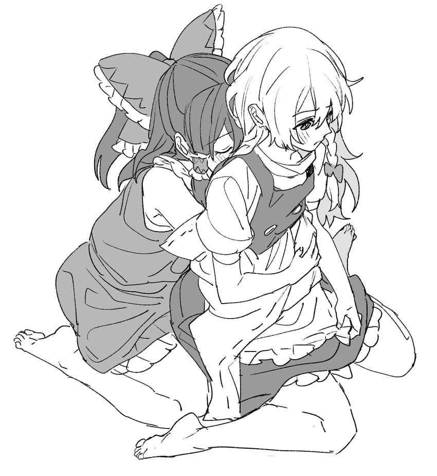 hakurei reimu and kirisame marisa (touhou) drawn by mero_(starfish_jcs)