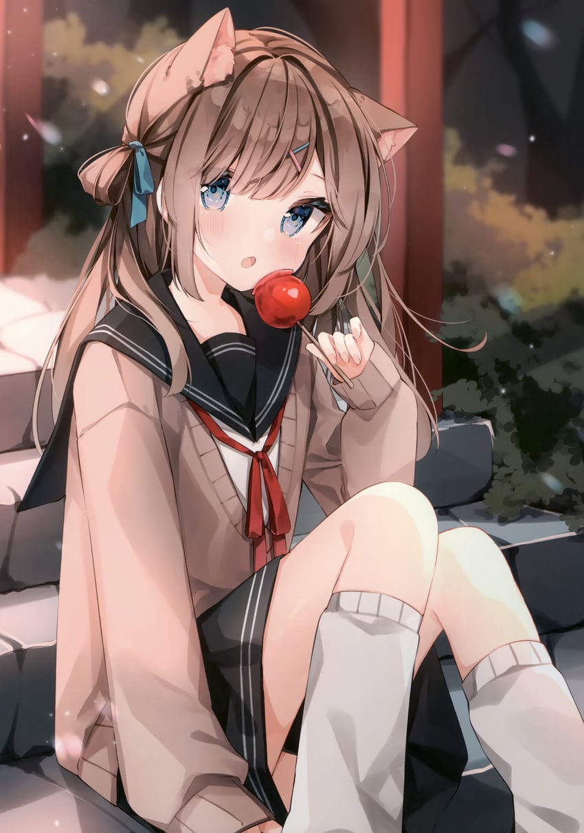 nekomimi onnanoko (original and 1 more) drawn by heripiro