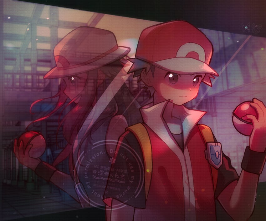 red and leaf (pokemon and 1 more) drawn by maccha_pamocute