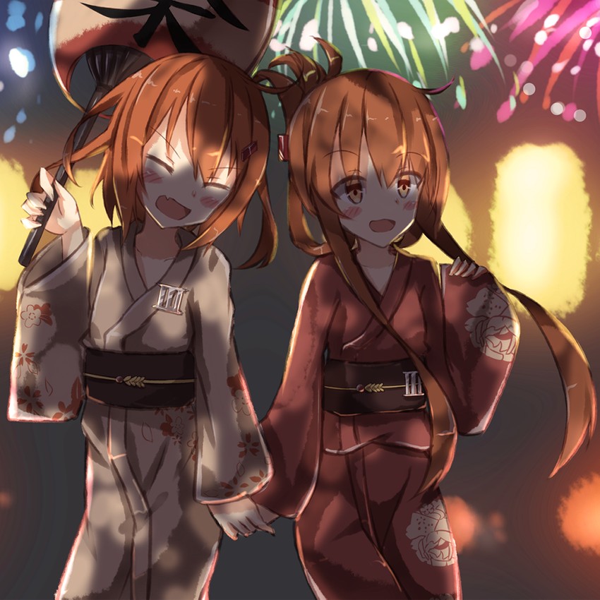inazuma and ikazuchi (kantai collection) drawn by p.k.f