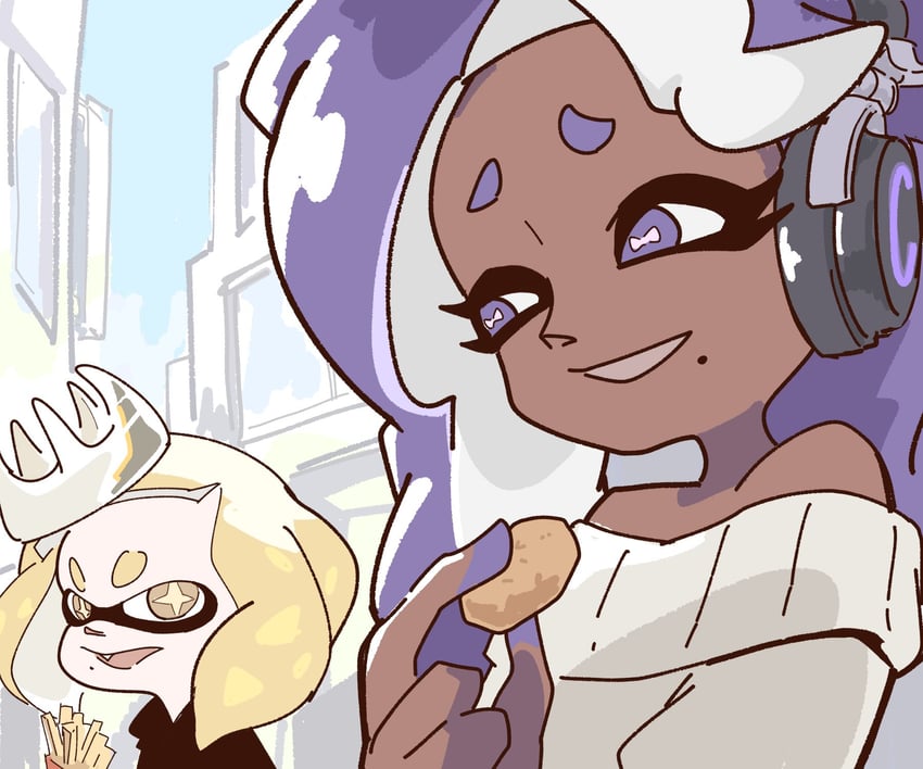 marina and pearl (splatoon and 2 more) drawn by poyo_party
