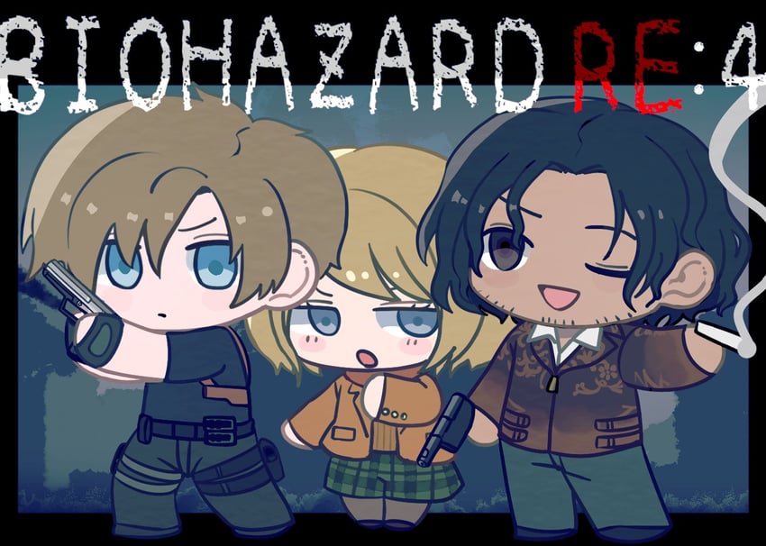 leon s. kennedy, ashley graham, and luis sera (resident evil and 1 more) drawn by oma_nuke_3