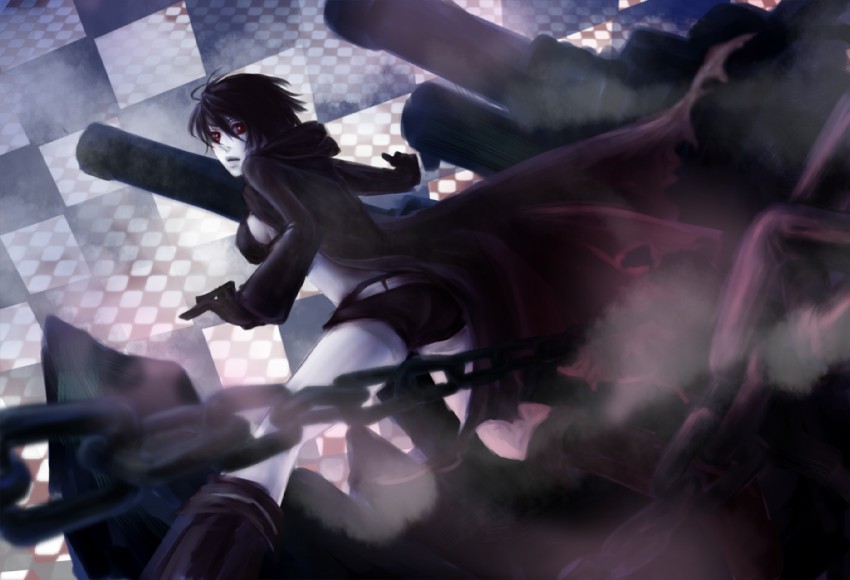 meiko and black rock shooter (vocaloid and 1 more) drawn by shichikusa