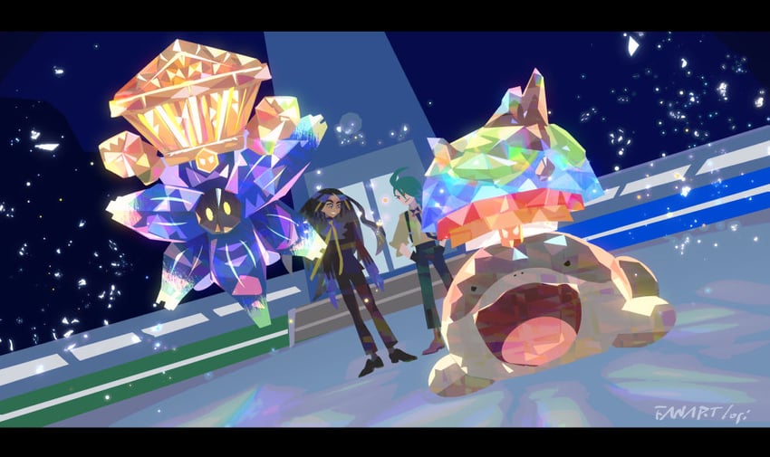 rika, geeta, clodsire, and glimmora (pokemon and 1 more) drawn by logi_bunbukucha