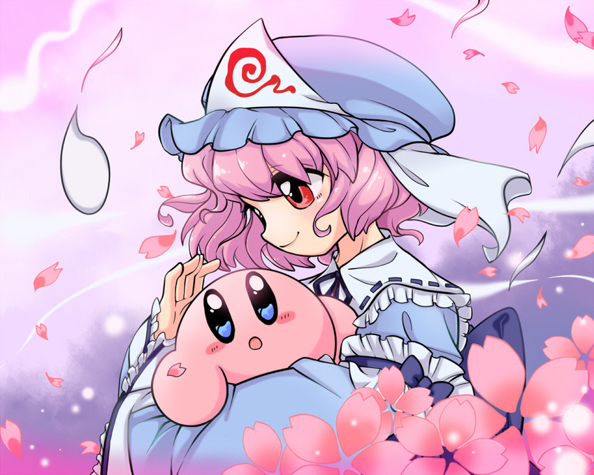 saigyouji yuyuko and kirby (touhou and 1 more) drawn by atto_maru