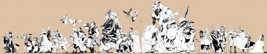 maou, yuusha, onna kishi, maid-chou, maid ane, and 26 more (maoyuu maou yuusha) drawn by ishida_akira