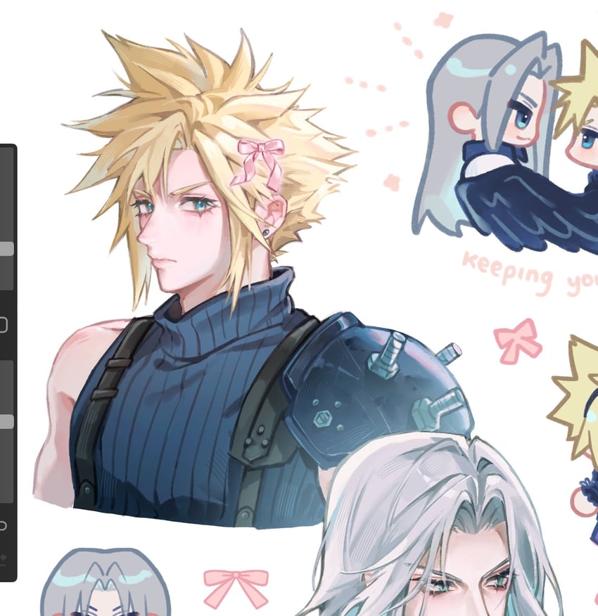 cloud strife and sephiroth (final fantasy and 1 more) drawn by milkystati0n