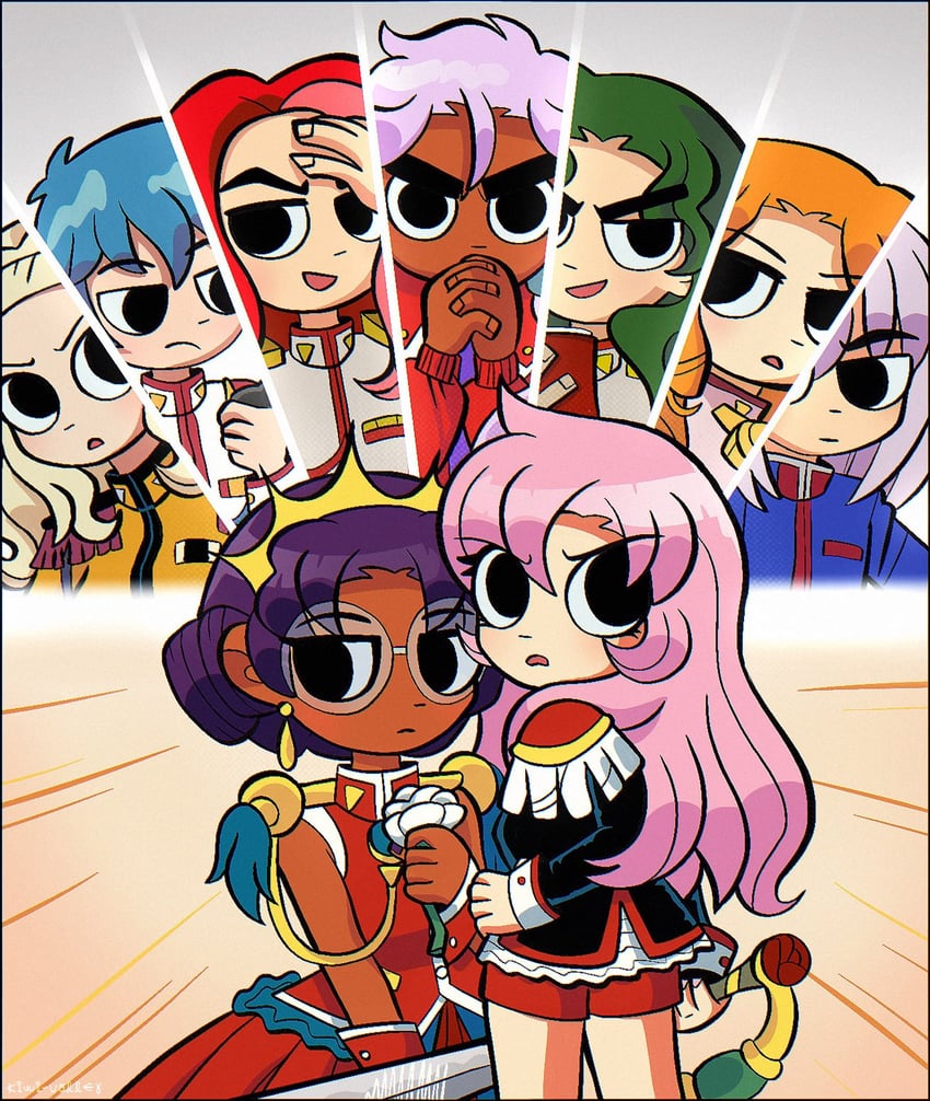 tenjou utena, himemiya anthy, arisugawa juri, kiryuu touga, kiryuu nanami, and 4 more (shoujo kakumei utena and 1 more) drawn by papi_limor