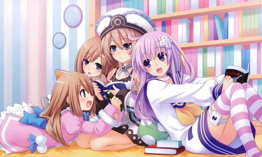 nepgear, blanc, rom, and ram (neptune and 1 more) drawn by tsunako