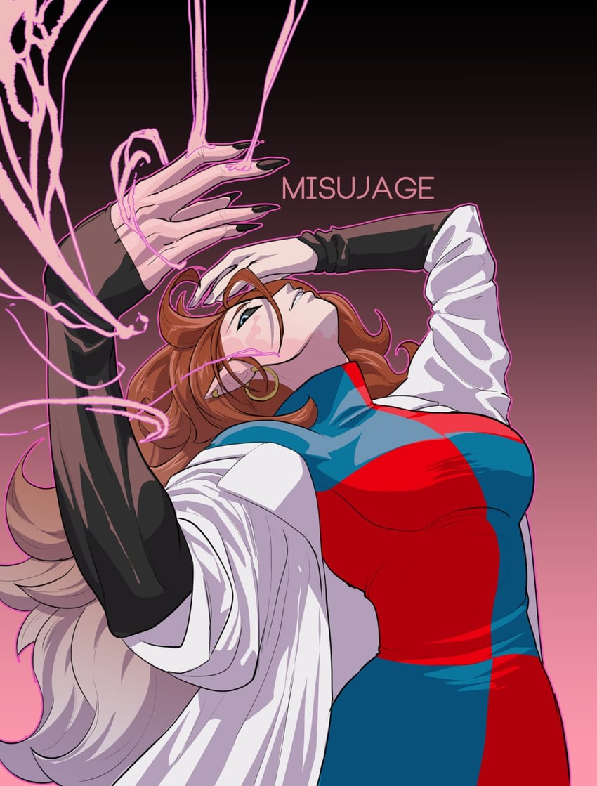 android 21 (dragon ball and 1 more) drawn by misujage