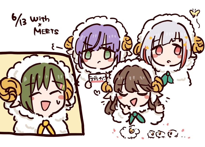 fujishima megumi, otomune kozue, yugiri tsuzuri, and ogami sachi (love live! and 1 more) drawn by mashikaku_(ma4kaku10fu)