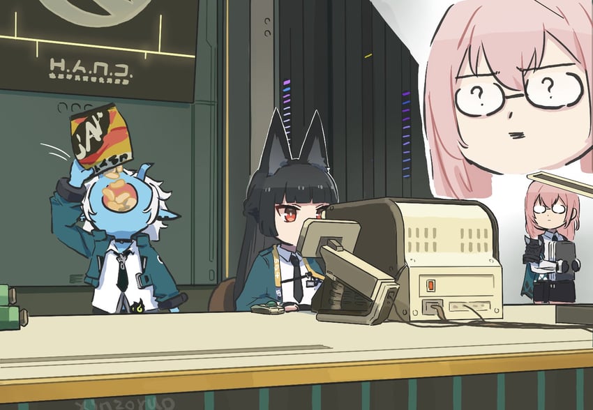 hoshimi miyabi, tsukishiro yanagi, and soukaku (zenless zone zero) drawn by xinzoruo