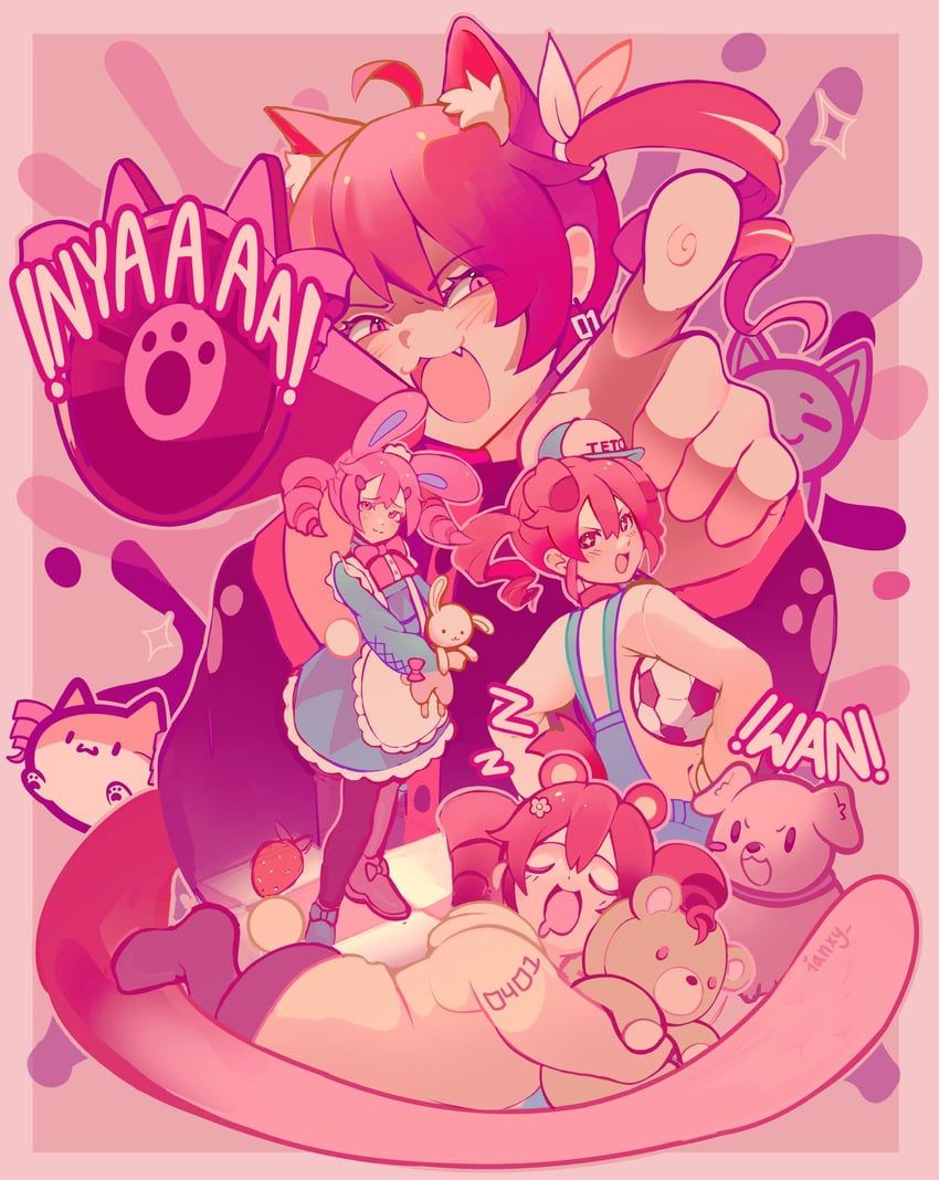 kasane teto and kasane neko (utau and 1 more) drawn by ianxy2