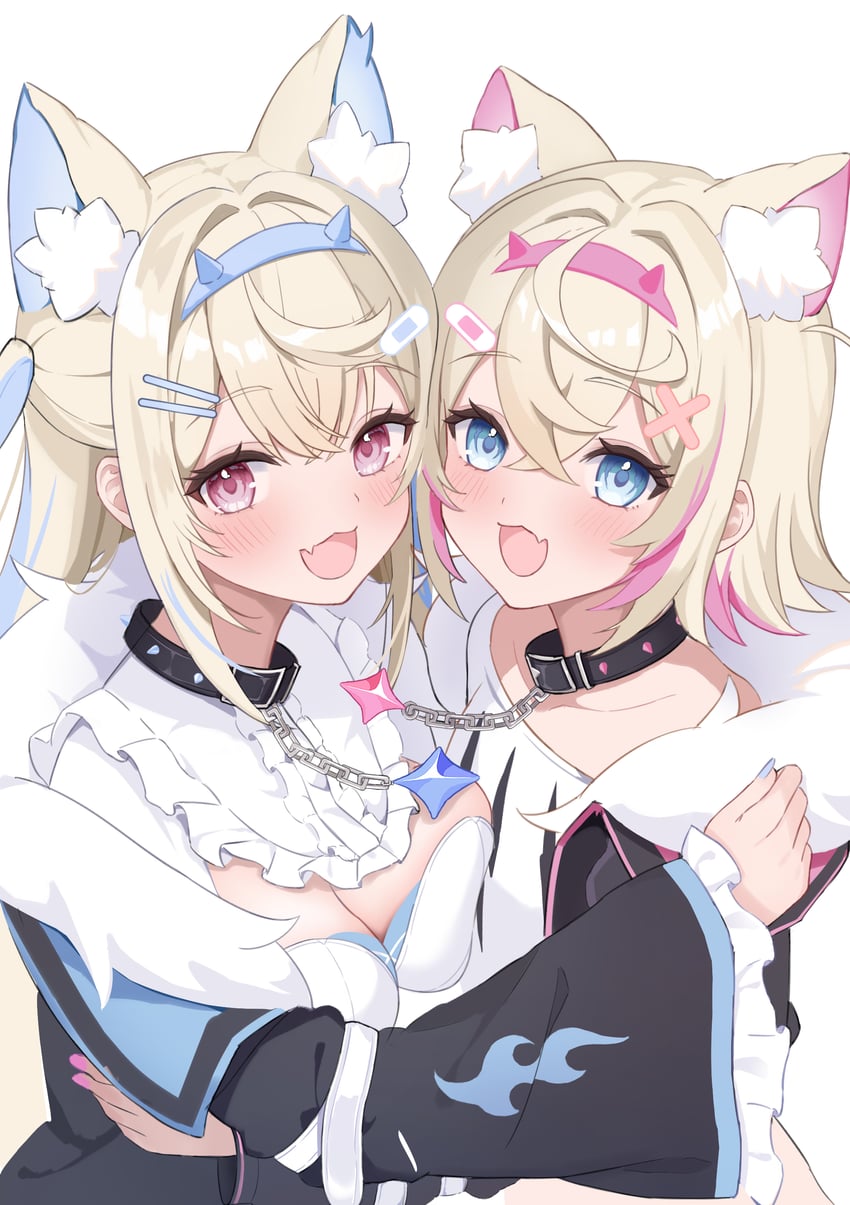 fuwawa abyssgard and mococo abyssgard (hololive and 1 more) drawn by melvis