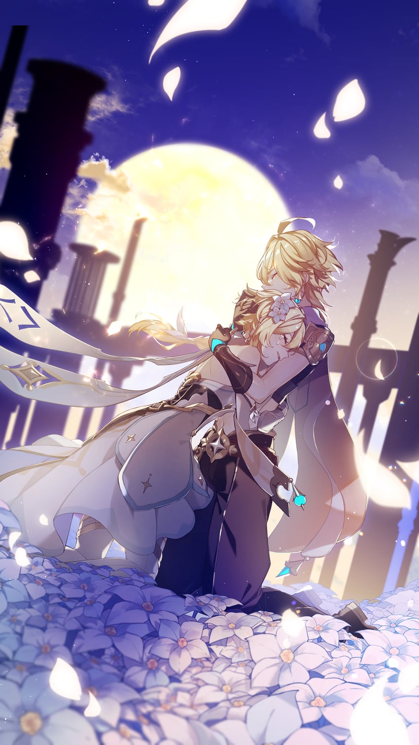 lumine and aether (genshin impact) drawn by aiwo_o_lite