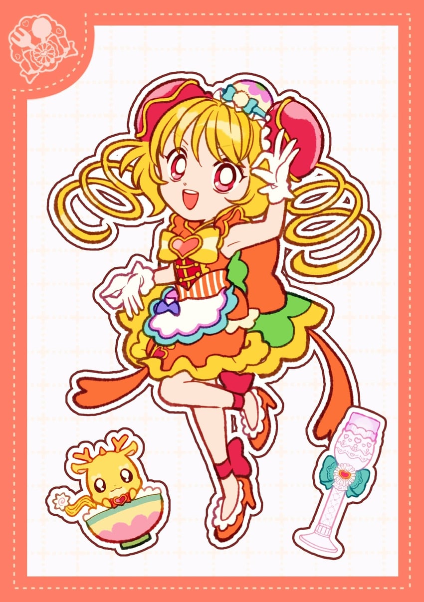 hanamichi ran, cure yum-yum, and mem-mem (precure and 1 more) drawn by uwded_207