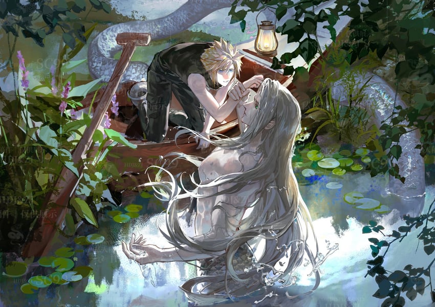 cloud strife and sephiroth (final fantasy and 1 more) drawn by moyna