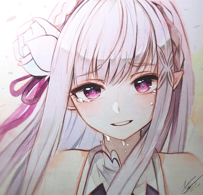 emilia (re:zero kara hajimeru isekai seikatsu) drawn by gangbyeon