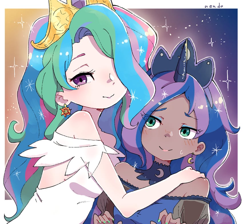 princess luna and princess celestia (my little pony and 2 more) drawn by nendo23