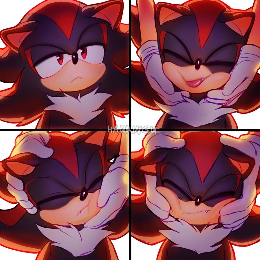 sonic the hedgehog and shadow the hedgehog (sonic) drawn by hauringu