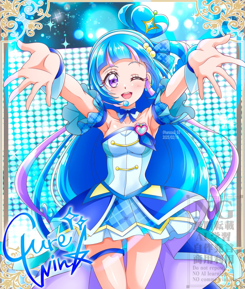 aokaze nana and cure wink (precure and 1 more) drawn by hanzou