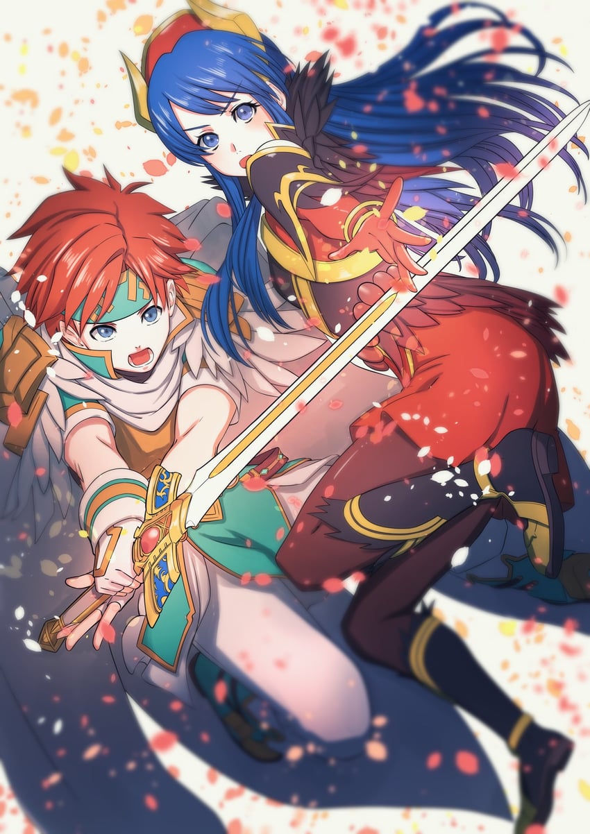 roy and lilina (fire emblem and 2 more) drawn by aduti_momoyama