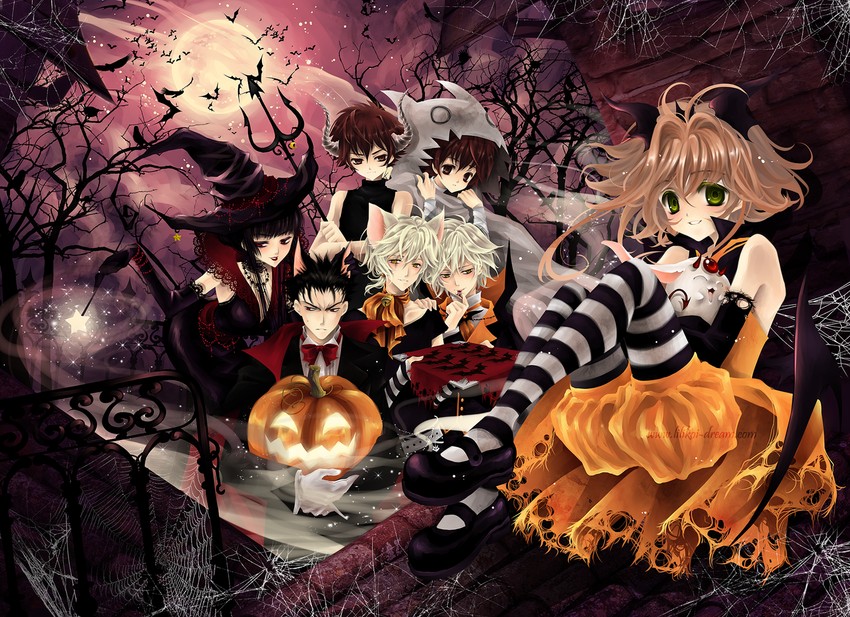 mokona, sakura hime, ichihara yuuko, xiaolang, fai d. flowright, and 1 more (tsubasa chronicle) drawn by luluko_(starryluluko)