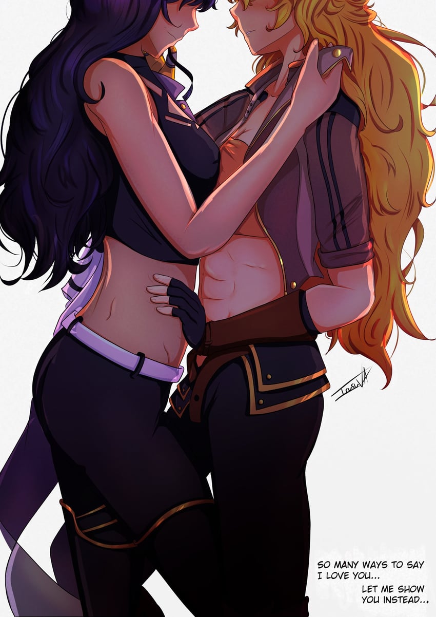 yang xiao long and blake belladonna (rwby) drawn by azurlinearts