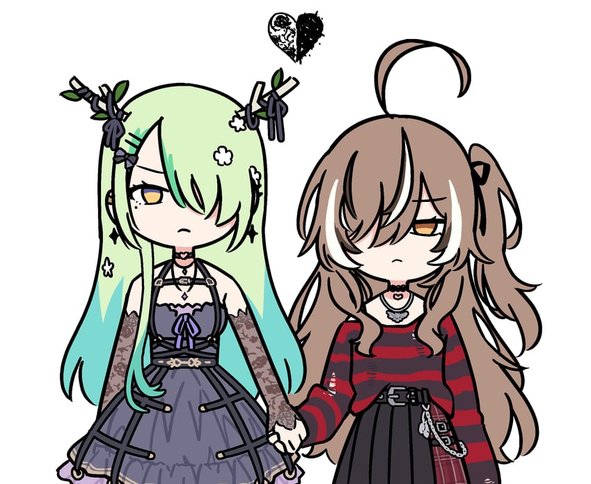 nanashi mumei and ceres fauna (hololive and 1 more) drawn by bloodymoonia