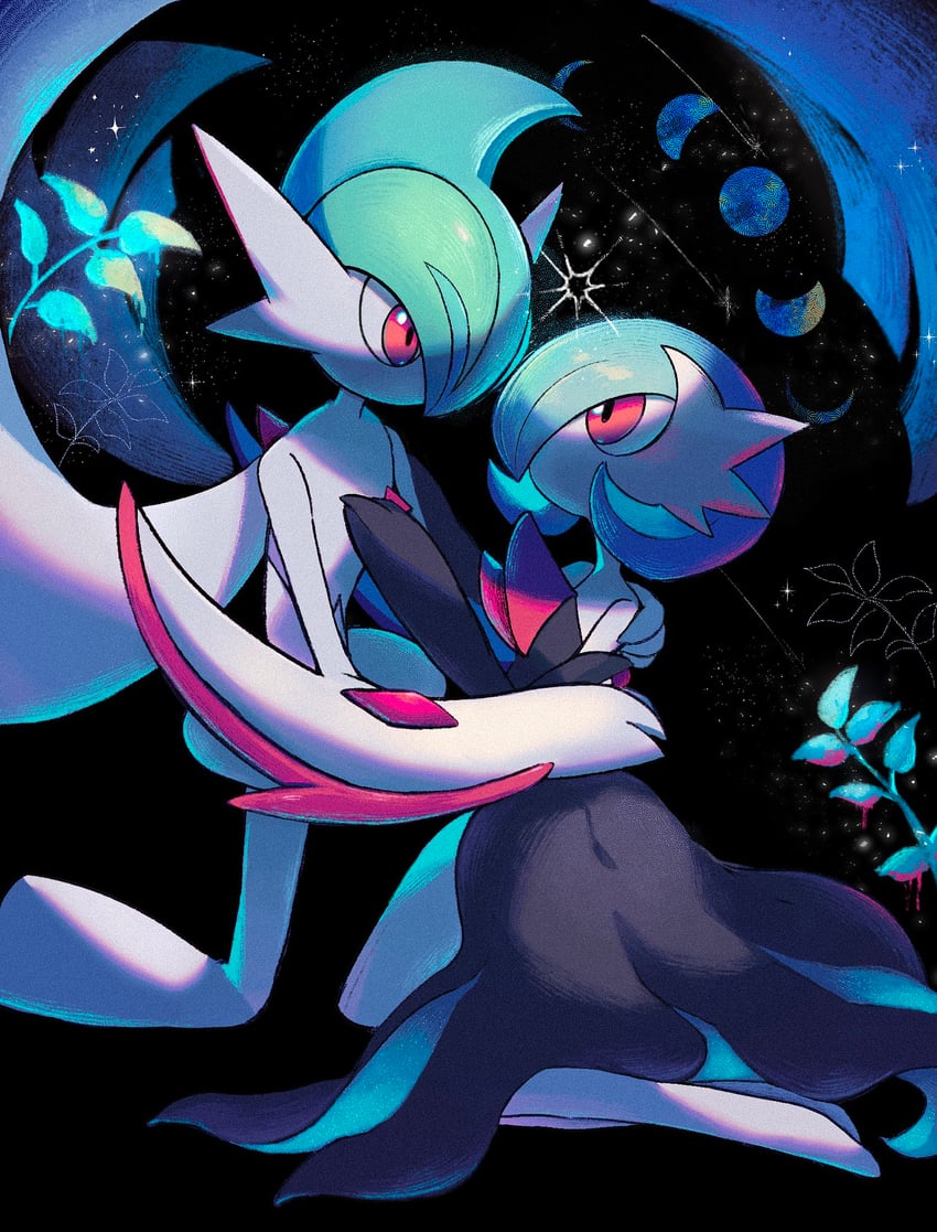 gardevoir, mega gardevoir, gallade, and mega gallade (pokemon) drawn by riru_maru08