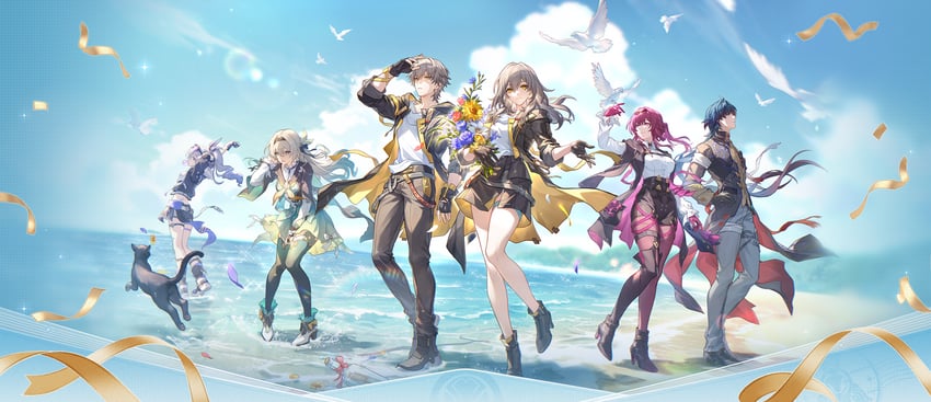 trailblazer, firefly, stelle, kafka, caelus, and 2 more (honkai and 1 more)