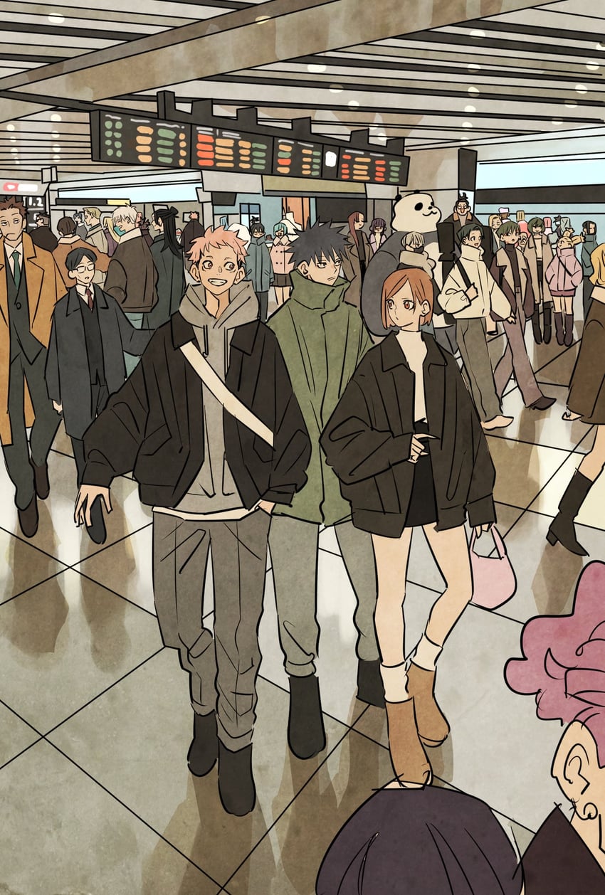 gojou satoru, itadori yuuji, fushiguro megumi, kugisaki nobara, getou suguru, and 37 more (jujutsu kaisen) drawn by takeuchi_ryousuke