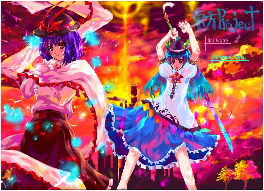 hinanawi tenshi and nagae iku (touhou) drawn by yoshimoto_(dear_life)