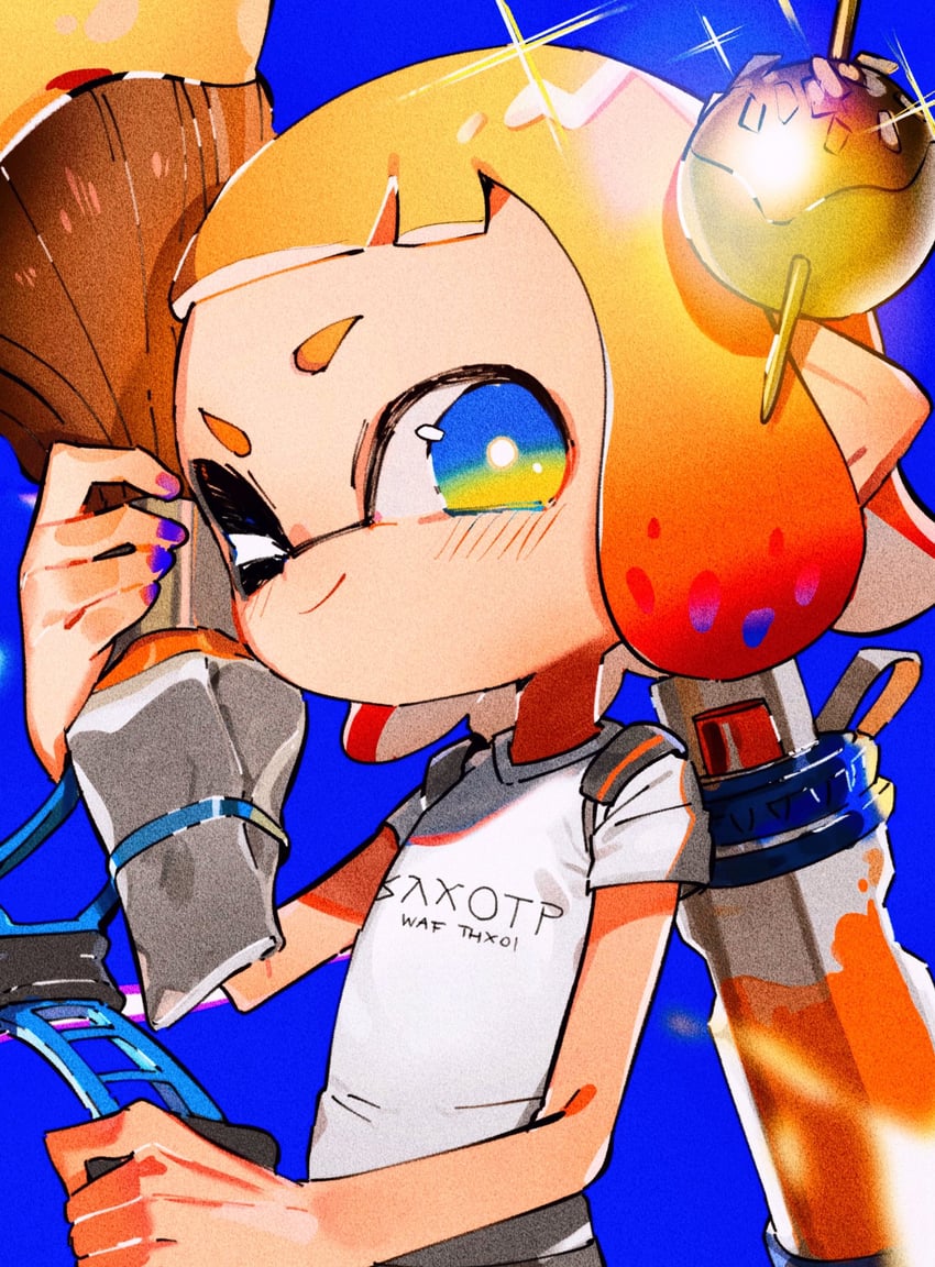 inkling player character and inkling girl (splatoon) drawn by hossi