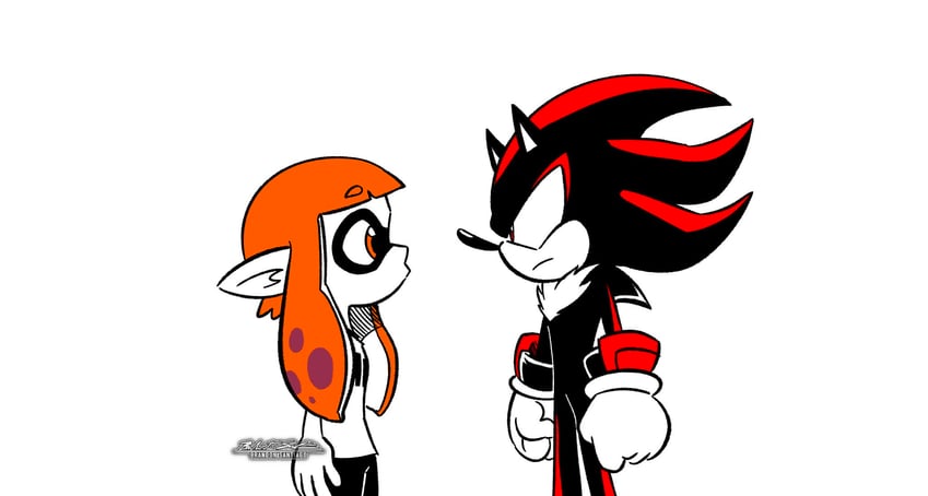 inkling player character, inkling girl, shadow the hedgehog, and kaori (splatoon and 4 more) drawn by brandon_santiago