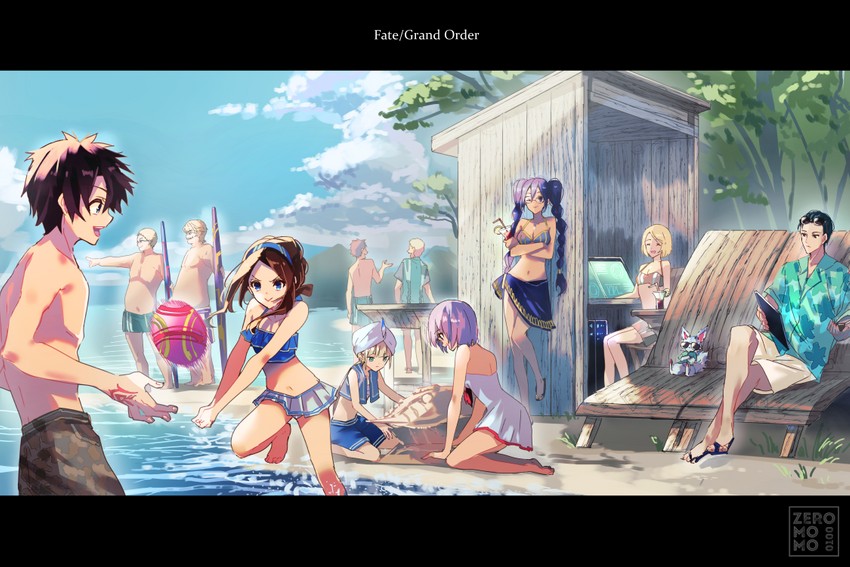 mash kyrielight, fujimaru ritsuka, fou, leonardo da vinci, sion eltnam, and 7 more (fate and 1 more) drawn by carimarica